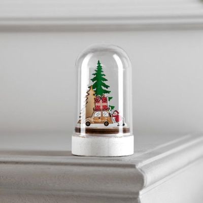 Светодиодная фигура под куполом «Машина с подарками» 6 × 9.5 × 6 см, дерево, батарейки LR1130х3, свечение тёплое белое