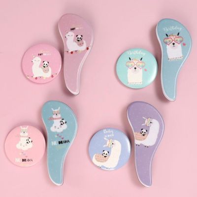 Подарочный набор «Лама», 2 предмета: зеркало, массажная расчёска, рисунок МИКС