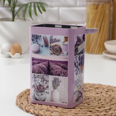 Банка для сыпучих Рязанская фабрика жестяной упаковки «Лаванда», 2,7 л, прямоугольная, МИКС