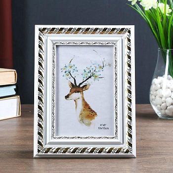 Фоторамка пластик 10х15 см "Фредерик" золотая спираль на белом 20,3х15,3 см