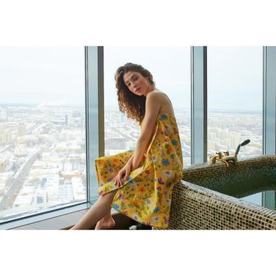 Полотенце для бани "Русское поле" жен. парео,80х150 см,хл., ваф. полотно