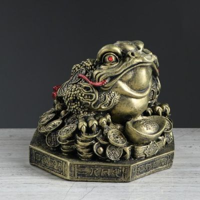 Копилка "Жаба", глянец, бронзовый цвет, 22 см