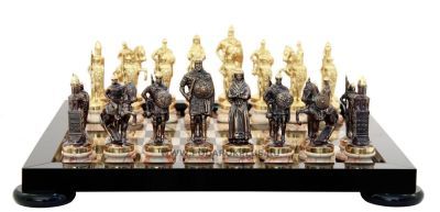 Шахматы "Русские" камень яшма долерит №38 (38 х 38 см)