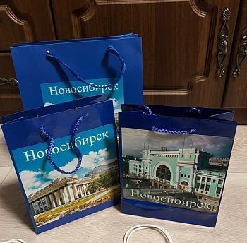 Пакет подарочный ламинированный синий А4 «Новосибирск» (22 х 30 см)