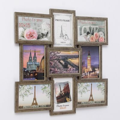 Фоторамка 47х47 см на 9 фото 10х15 см  бронза