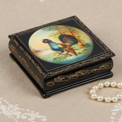 Шкатулка «Глухарь», 10×10 см, лаковая миниатюра