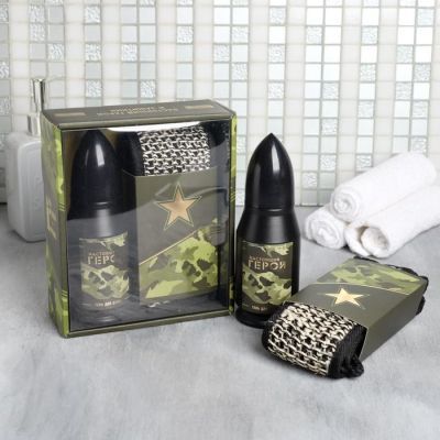 Набор "23 Февраля" гель для душа пуля 200 мл мужской парфюм, мочалка