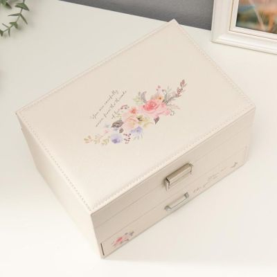 Шкатулка кожзам для украшений "Букет акварельный" 14,5х15,5х22,5 см