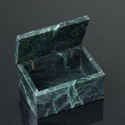 Шкатулка "Сундук", малая, 10х7х6,5 см, змеевик, чароит