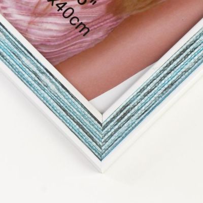 Фоторамка пластик 30х40 см "Плетение" сине-голубая с белой обводкой 43,5х33,5 см