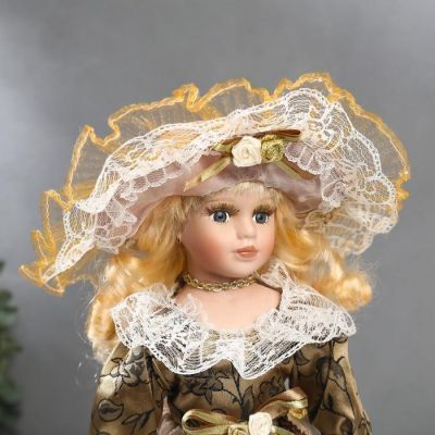 Кукла коллекционная керамика "Маленькая мисс в карамельном платье" 30 см