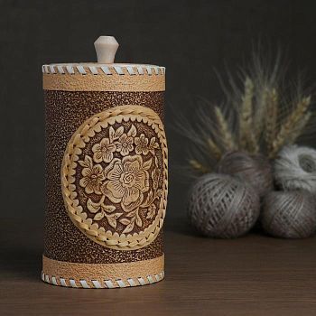 Туес "Шиповник" наждач.   d10 H19, береста