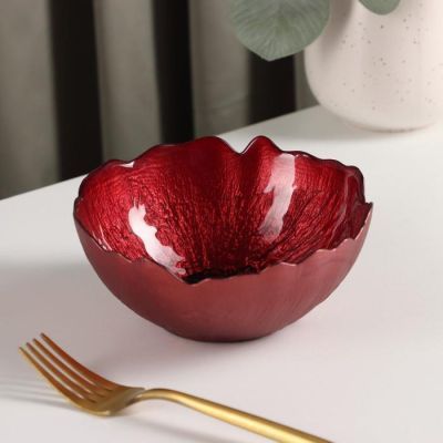 Салатник «Флора», d=14 см, цвет красный