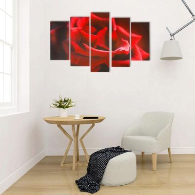 Картина модульная на подрамнике "Алая роза" 2-25х52, 2-25х66,5, 1-25х80, 80*140 см