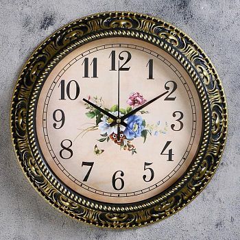 Часы настенные, серия: Цветы, "Изящный букет", дискретный ход, d=30 см, микс