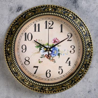Часы настенные, серия: Цветы, "Изящный букет", дискретный ход, d=30 см, микс