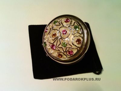 Зеркальце со стразами в подарочном оформлении  + коробочка "С 8 Марта!"