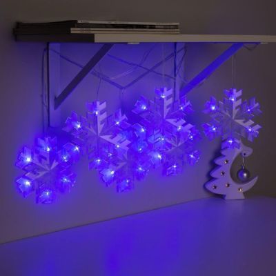 Гирлянда «Нить» 2 м с насадками «Снежинка матовая», IP20, прозрачная нить, 36 LED, свечение синее, 220 В