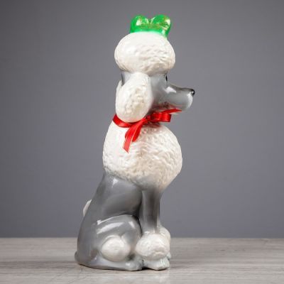 Копилка "Собака Пудель", глянец, бело-серый, микс