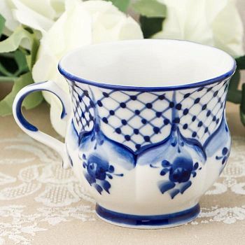 Кружка "Нежность", гжель, фарфор, 2с