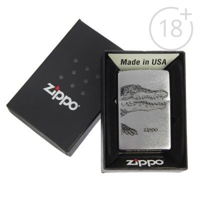 Зажигалка ZIPPO 200 Alligator с покрытием Brushed Chrome