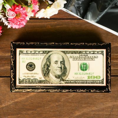 Шкатулка - купюрница «Доллар», 8,5×17 см, лаковая миниатюра