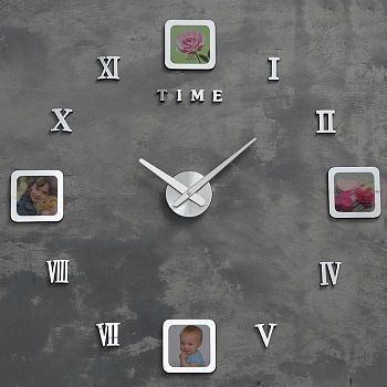 Часы-фоторамка наклейка, d=70 см, рамка 13х13 см, 1АА, плавный ход