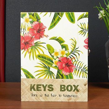 Ключница дерево 6 крючков "Цветущие тропики" 26х5х19,5 см