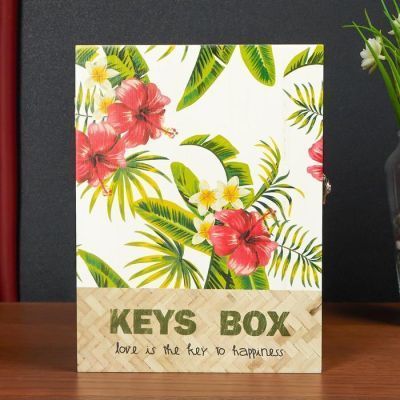 Ключница дерево 6 крючков "Цветущие тропики" 26х5х19,5 см