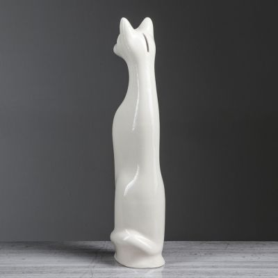 Копилка "Кот", глазурь, белая, 48 см