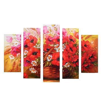 Модульная картина "Маковый букет" (2-23х52; 2-24х70; 1-24х80) 120х80см