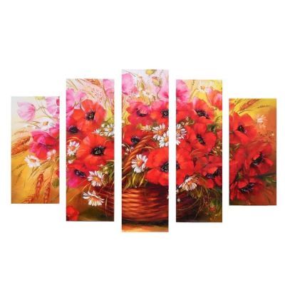 Модульная картина "Маковый букет" (2-23х52; 2-24х70; 1-24х80) 120х80см