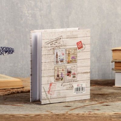 Фотоальбом на 40 фото 10х15 см "Башни и цветы" в коробке, золотая обводка МИКС 17х14х5 см