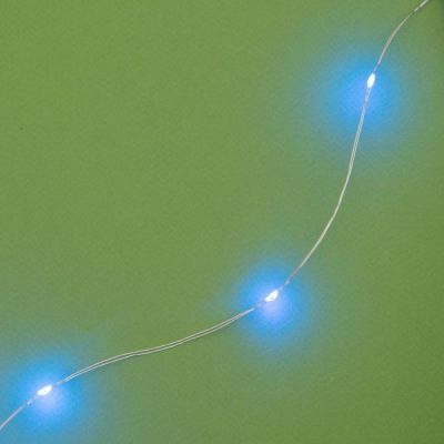 Гирлянда «Нить» 20 м роса, IP44, серебристая нить, 200 LED, свечение синее, 2 режима, солнечная батарея