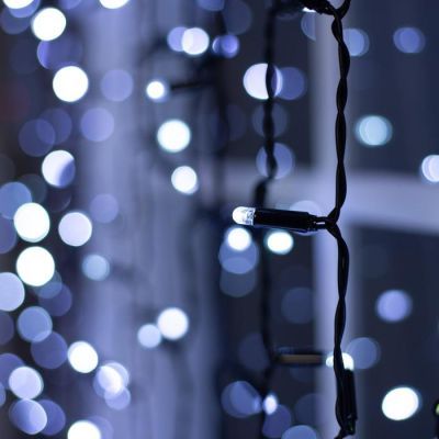 Гирлянда «Занавес» 2 × 9 м, IP65, УМС, тёмная нить, 1800 LED, свечение белое, мерцание белым, 220 В