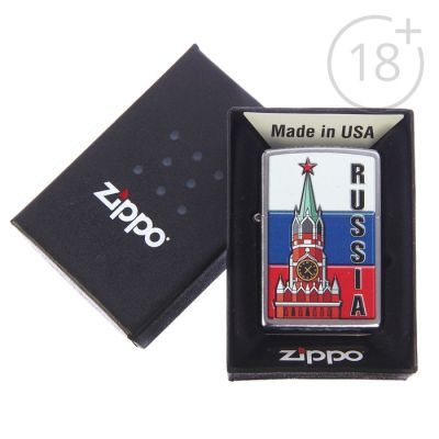 Зажигалка ZIPPO 207 KREMLIN FLAG RUSSIA с покрытием Street Chrome