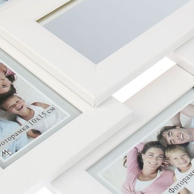 Фоторамка 8 в 1 10х15 см "Белая" + зеркало 10x30 см в коробке