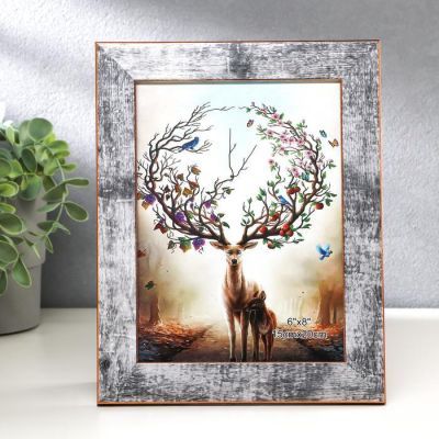 Фоторамка пластик 15х20 см "Серо-синий с золотым обрамлением" 24х19 см