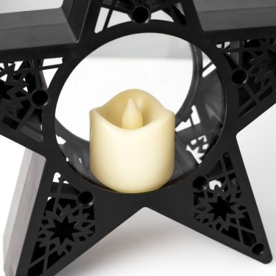 Ночник "Звезда со свечой" LED от батареек черный 19,5х5х19,5 см