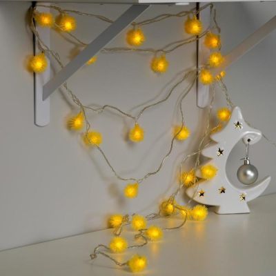 Гирлянда «Нить» 5 м с насажками «Ёжики жёлтые», IP20, прозрачная нить, 30 LED, свечение жёлтое, 8 режимов, 220 В