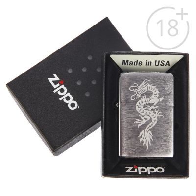 Зажигалка ZIPPO 200 Dragon с покрытием Brushed Chrome