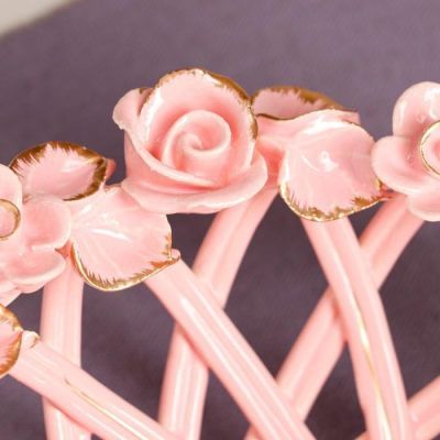 Конфетница "Звезда", розовая, лепка, плетение, 9 см, микс