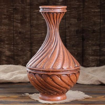 Ваза "Витая", настольная, красная глина, 39 см, микс