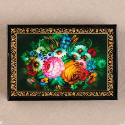 Шкатулка «Цветы», 11×16 см, лаковая миниатюра