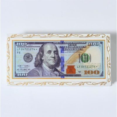 Шкатулка - купюрница «100$», белая, 8,5×17 см, лаковая миниатюра