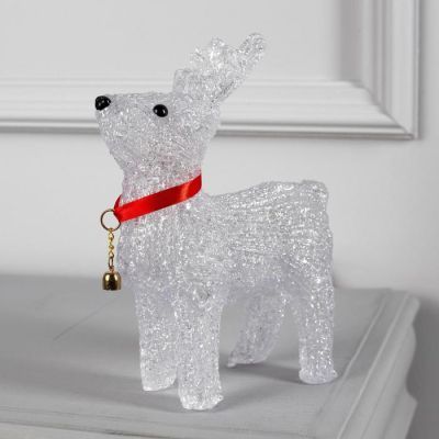 Светодиодная фигура «Олень с колокольчиком» 15 × 23 × 8 см, акрил, 12 LED, батарейки ААх2 (не в комплекте), свечение мульти (RGB)
