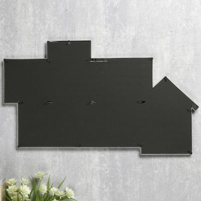 Фоторамка пластик на 6 фото 7х10, 10х10, 10х15 см "Домик" серая 32х56х2 см