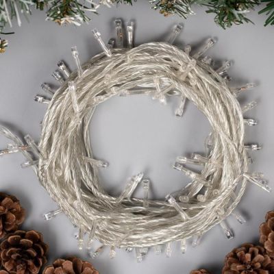 Гирлянда «Нить» 10 м, IP20, прозрачная нить, 100 LED, свечение белое, 8 режимов, 220 В