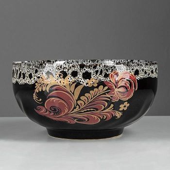 Салатник "Пена", тёмный, с деколью, 1.1 л, микс