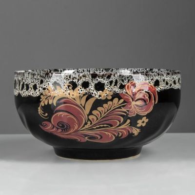 Салатник "Пена", тёмный, с деколью, 1.1 л, микс